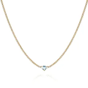 Diamond Goddess Choker with Aquamarine Heart Center | Ready to Ship