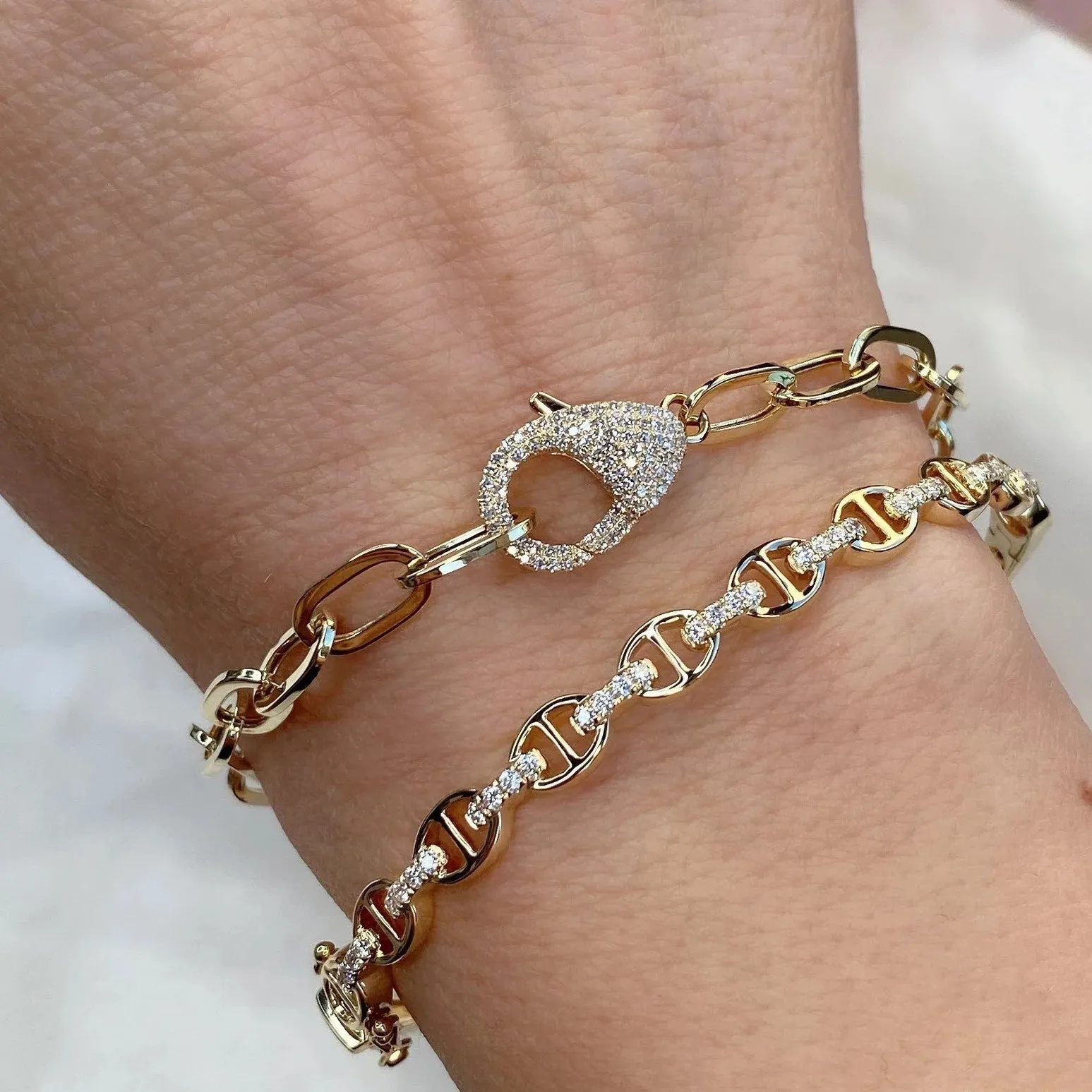 Diamond Paper Clip Link Bracelet 4690105