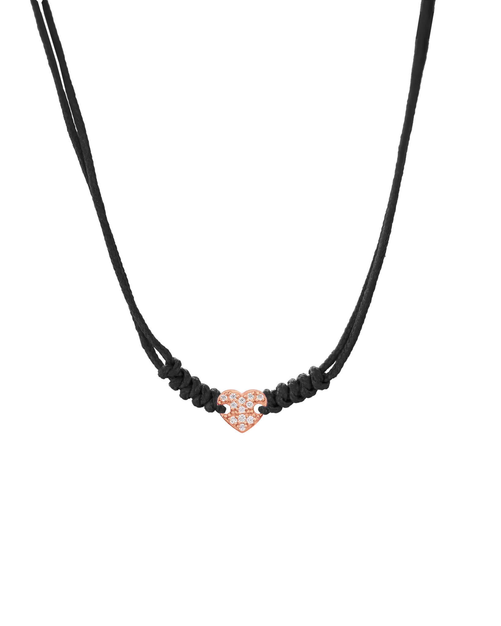 Diamond Paved Heart String of Love Necklace - 14K Rose Gold