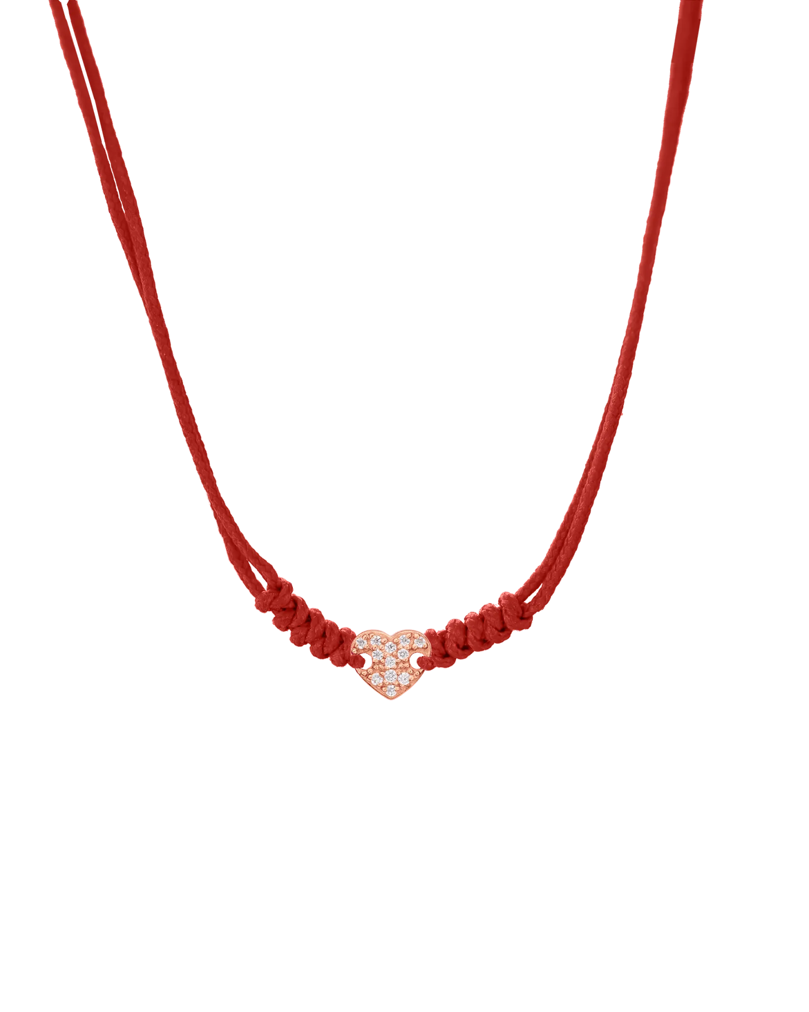 Diamond Paved Heart String of Love Necklace - 14K Rose Gold