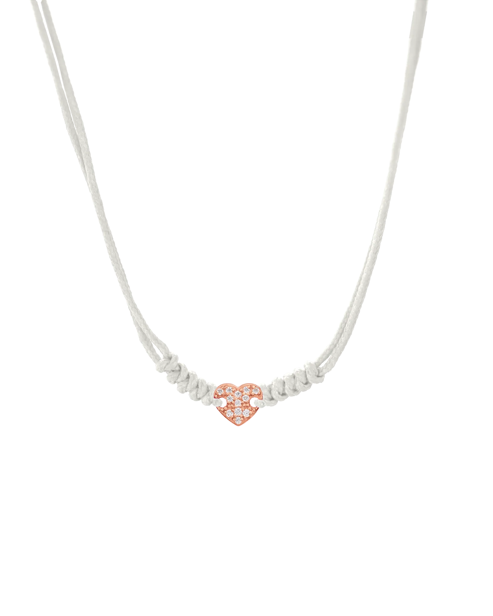 Diamond Paved Heart String of Love Necklace - 14K Rose Gold