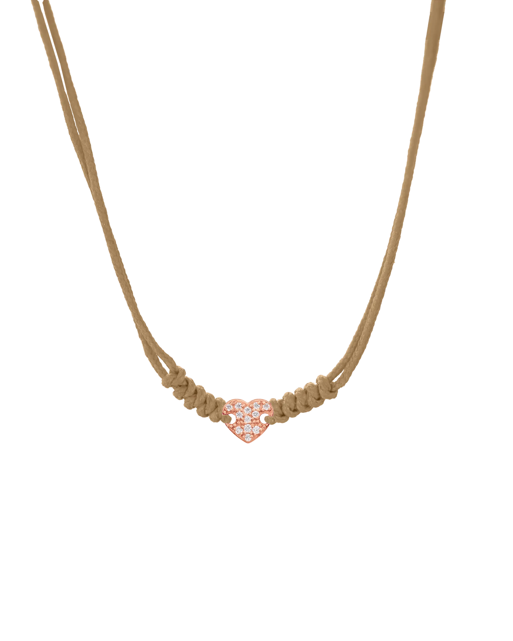 Diamond Paved Heart String of Love Necklace - 14K Rose Gold