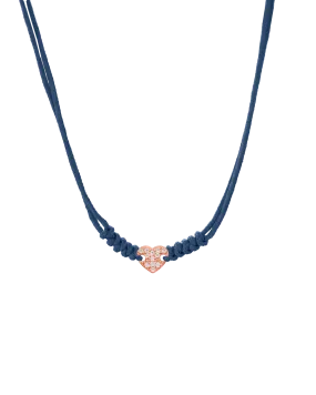Diamond Paved Heart String of Love Necklace - 14K Rose Gold
