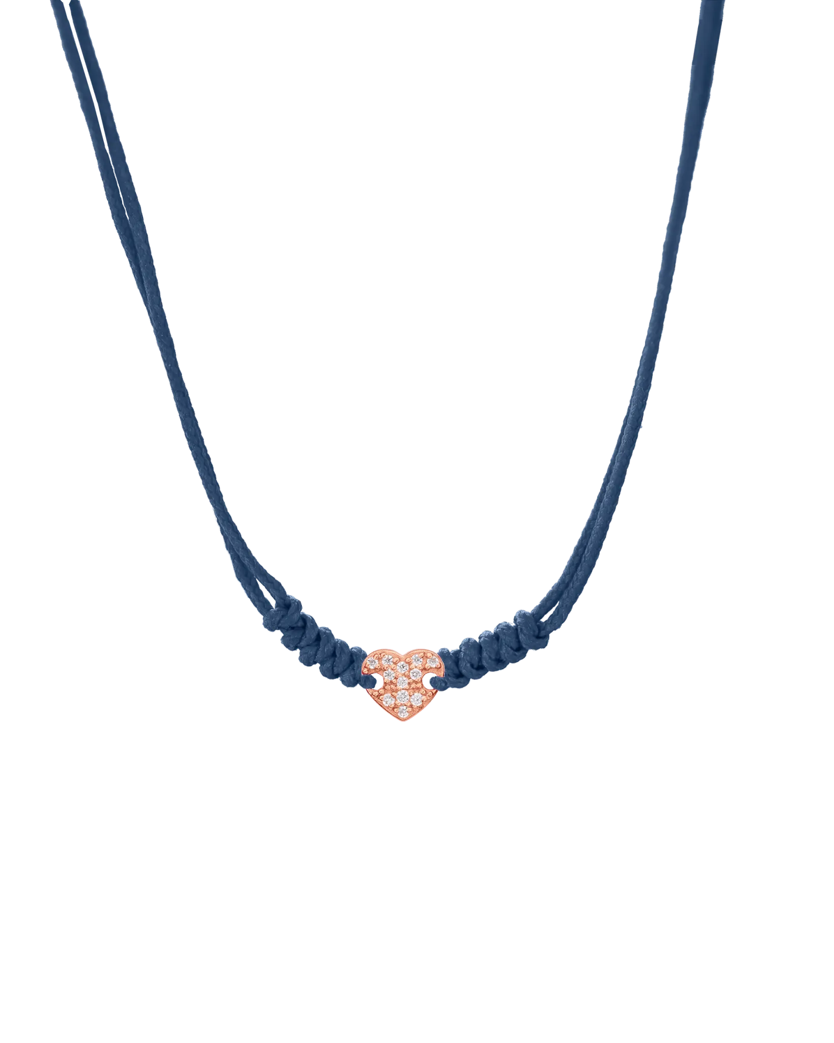 Diamond Paved Heart String of Love Necklace - 14K Rose Gold