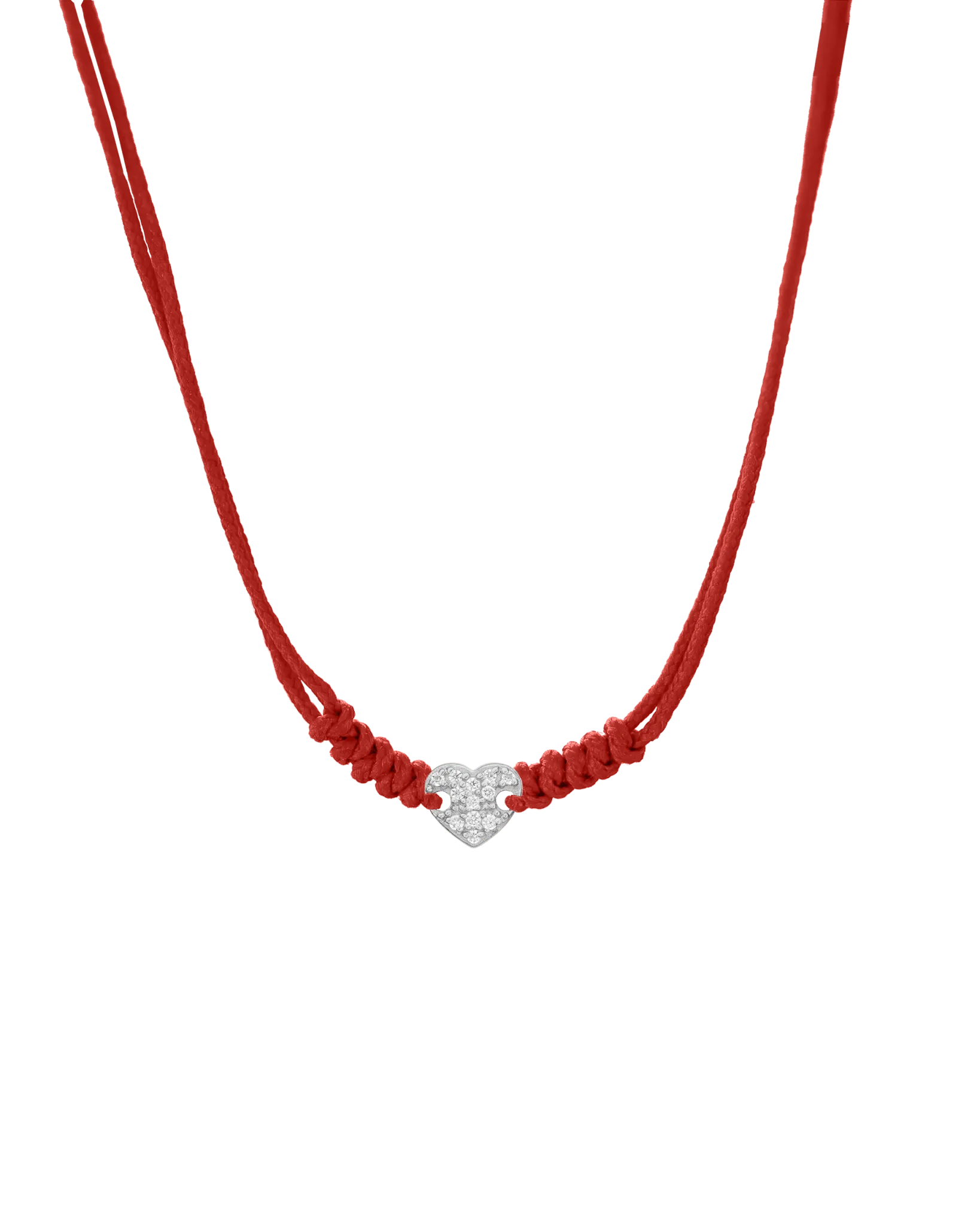 Diamond Paved Heart String of Love Necklace - 14K White Gold