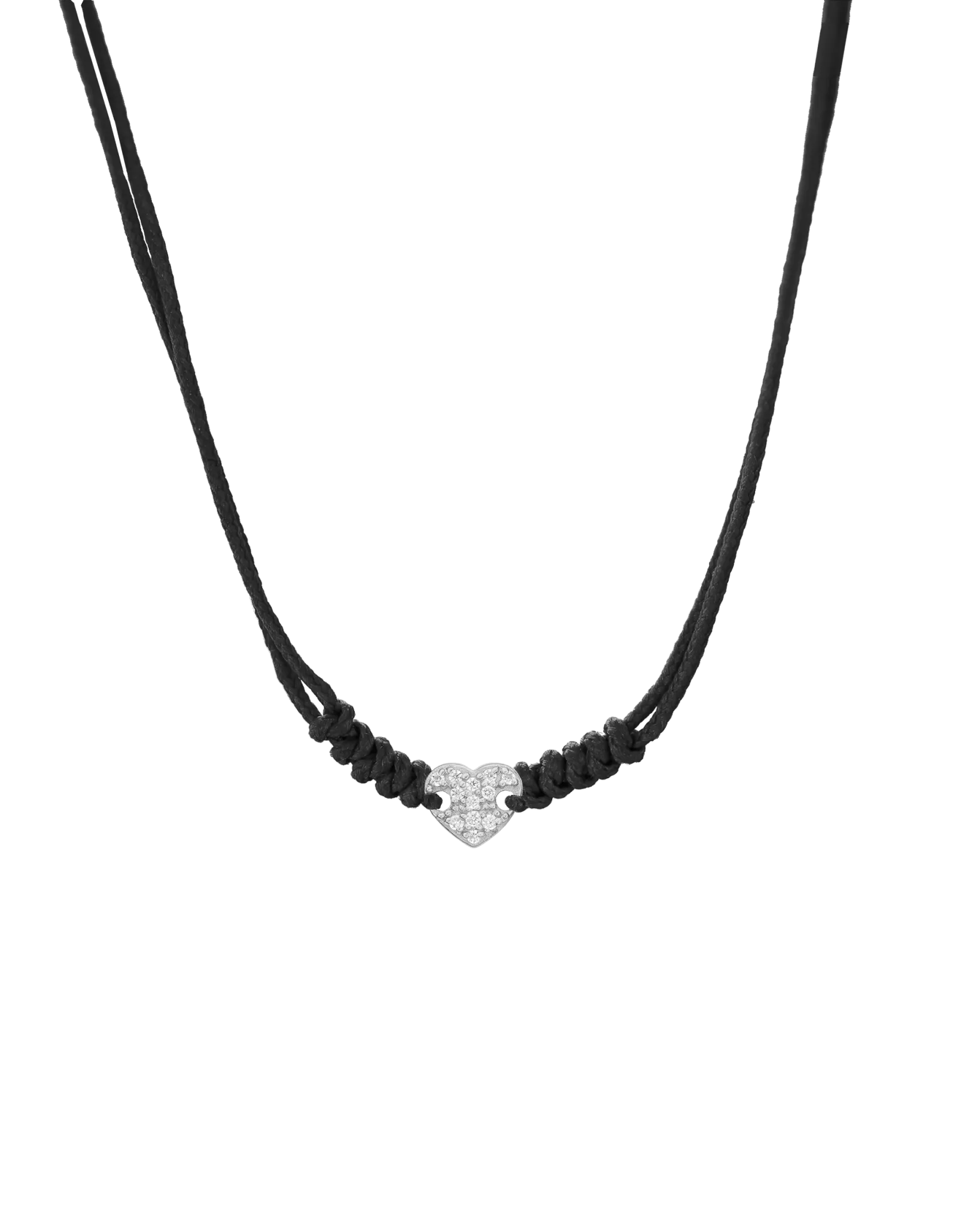 Diamond Paved Heart String of Love Necklace - 14K White Gold