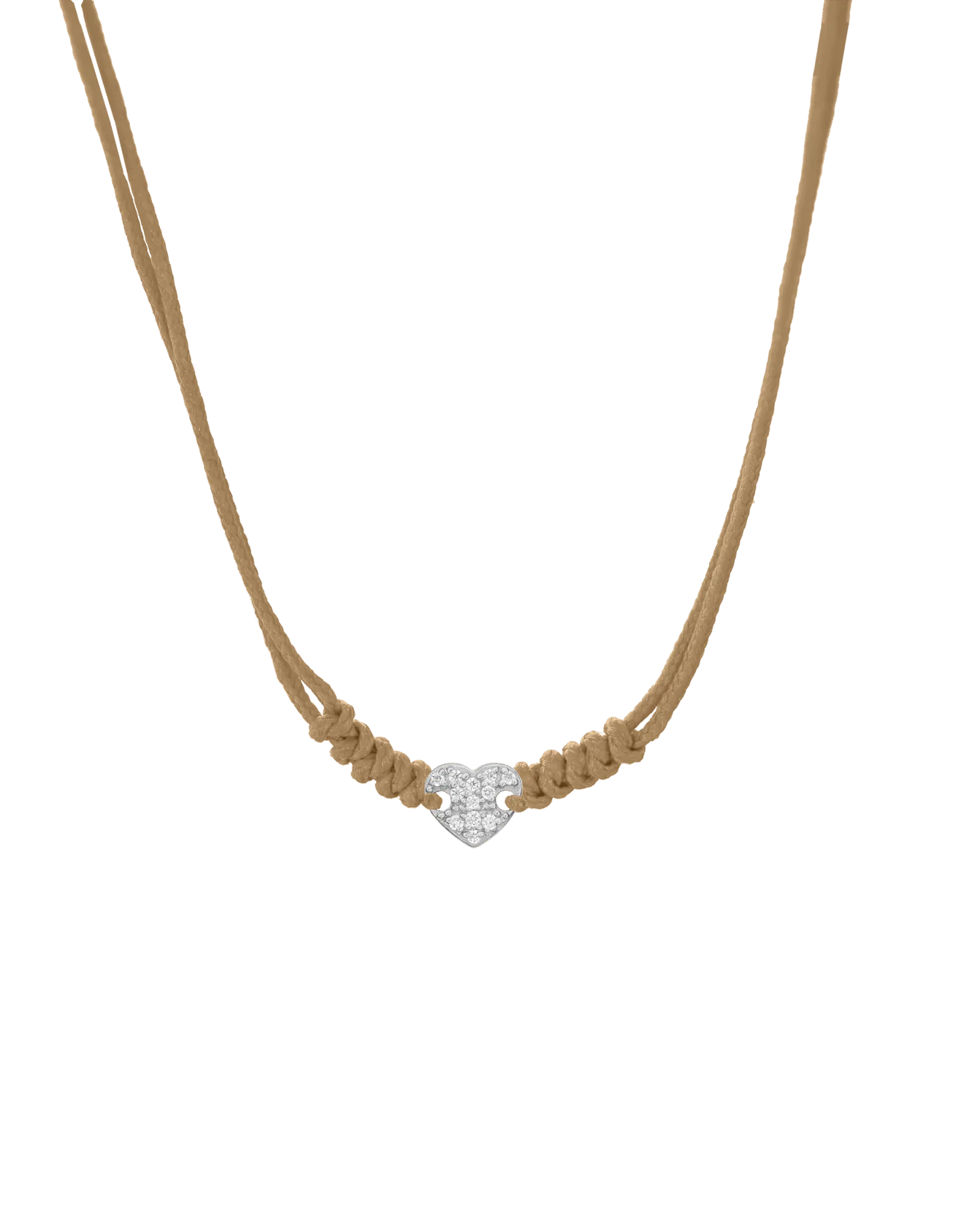 Diamond Paved Heart String of Love Necklace - 14K White Gold