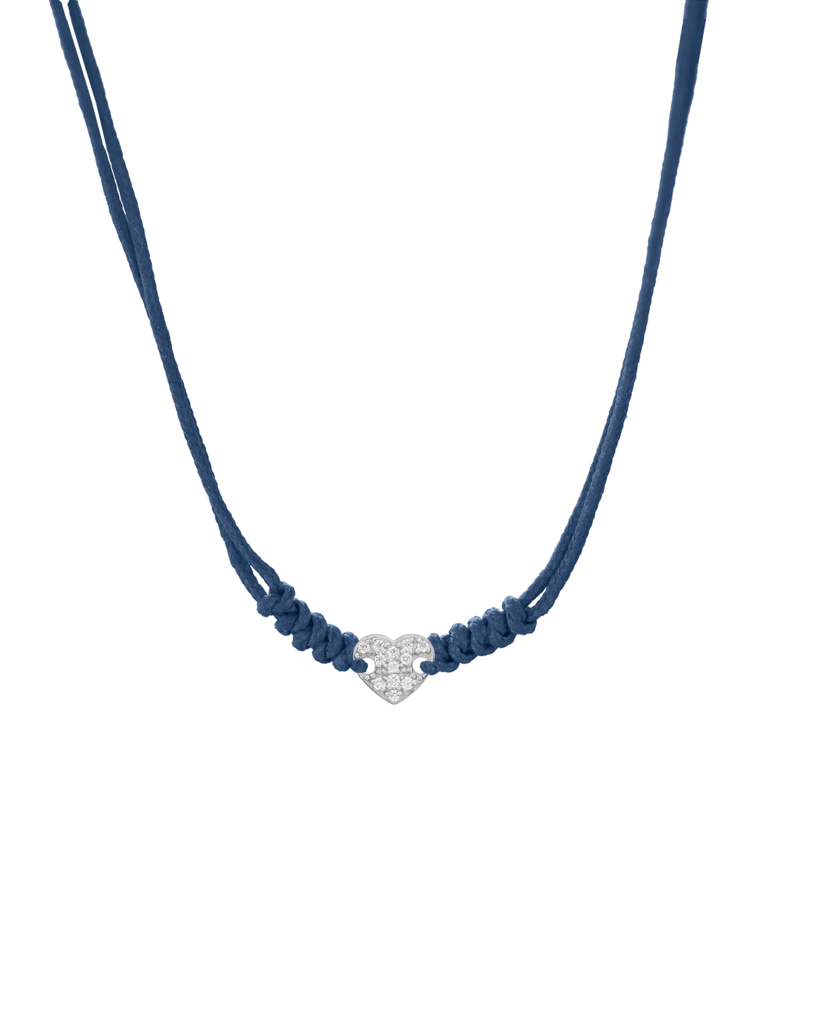 Diamond Paved Heart String of Love Necklace - 14K White Gold