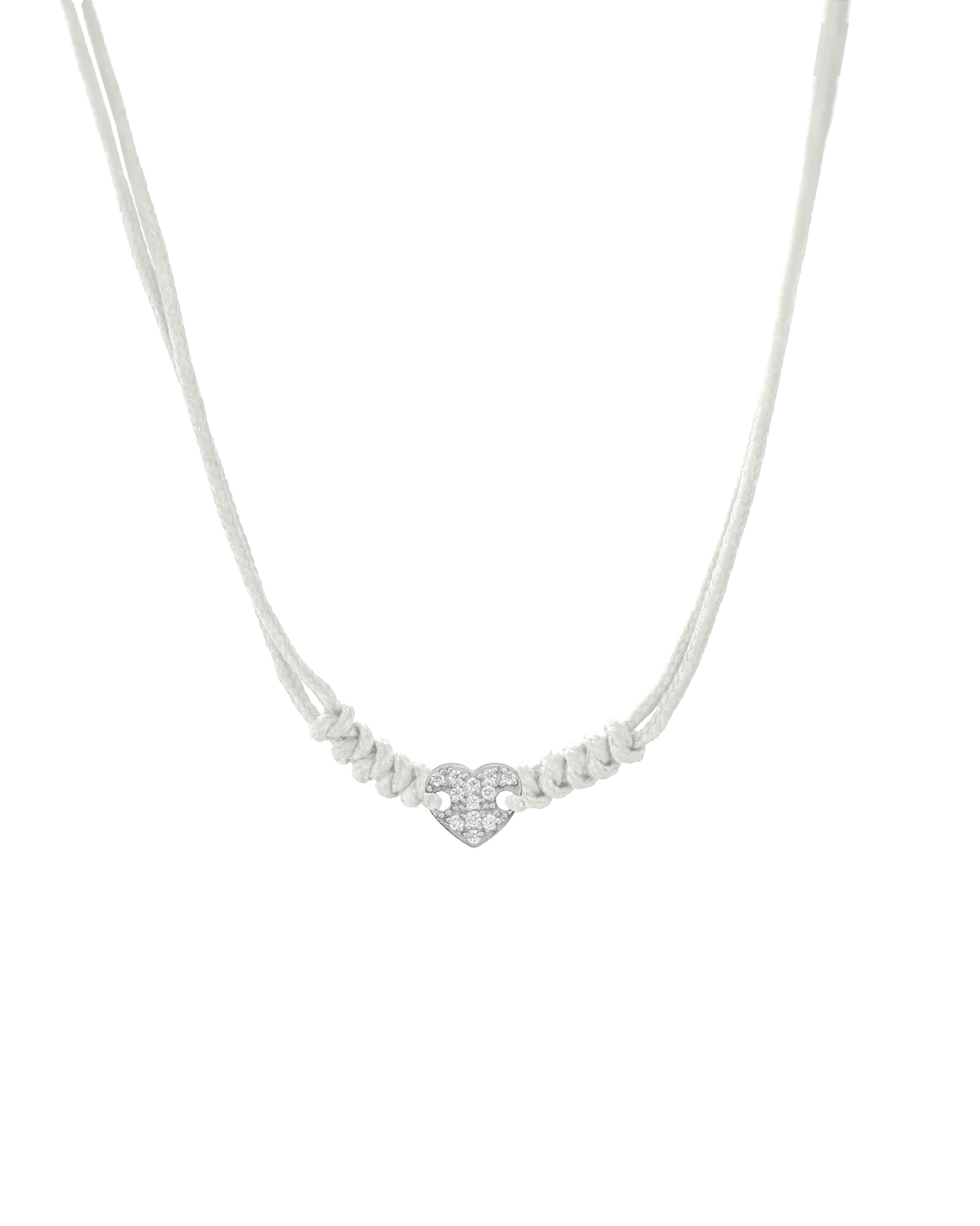Diamond Paved Heart String of Love Necklace - 14K White Gold