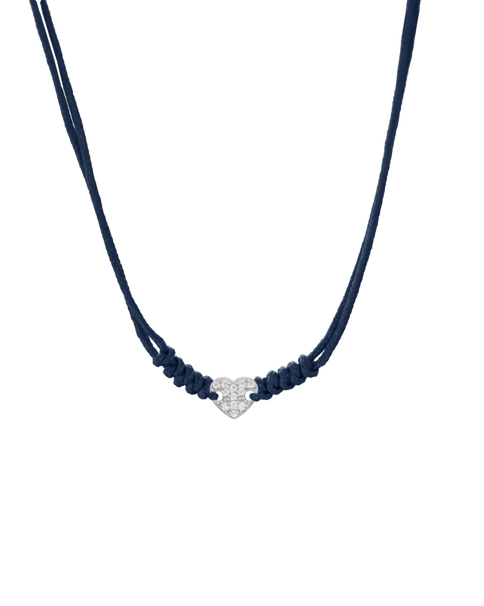 Diamond Paved Heart String of Love Necklace - 14K White Gold