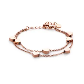 Double heart chain rosé gold