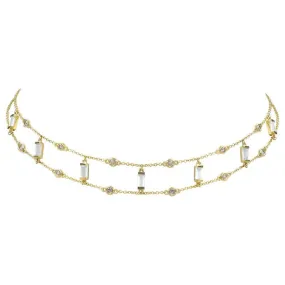 Double Layer Colored Gemstone Choker Necklace