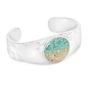 Dune Jewelry Round Hammered Cuff W/ LBI Sand   Crushed Turquoise