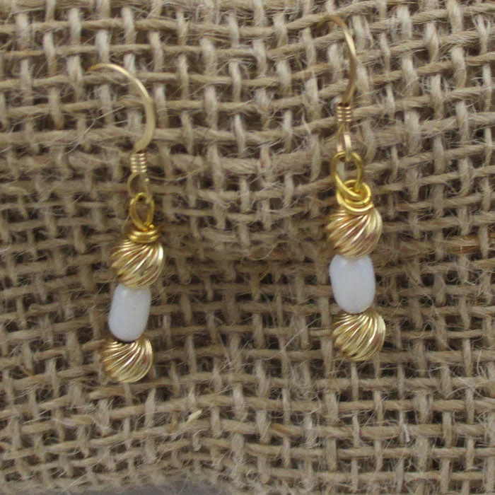 Elegant Opal & Gold Dangle Earrings
