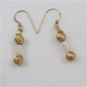 Elegant Opal & Gold Dangle Earrings