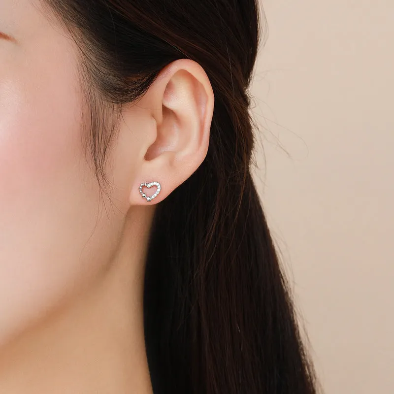 Elegant S925 Sterling Silver Irregular Heart-shaped Earrings for Women
