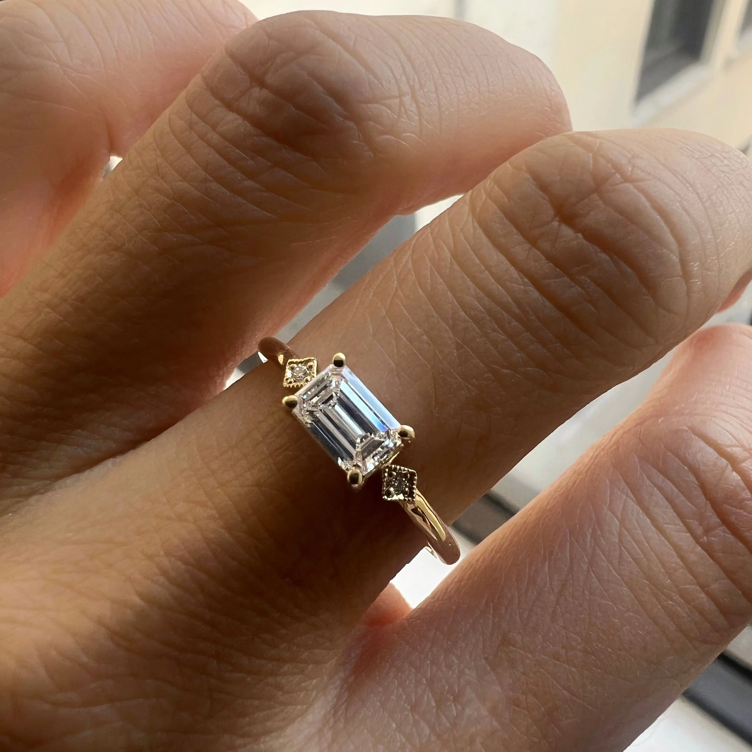 Emerald Cut Diamond Square Deco Ring (ready to ship option)*