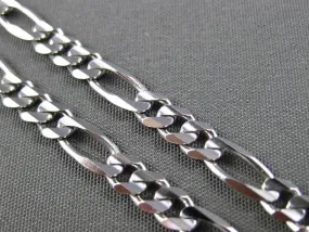 ESTATE LONG 14KT WHITE GOLD CLASSIC FIGARO LINK ANKLE BRACELET #23657