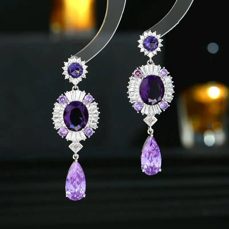 Fashion Cubic Zirconia Waterdrop Earrings, Wedding Banquet Dress Matching Wedding Bride's Jewelry LYI98