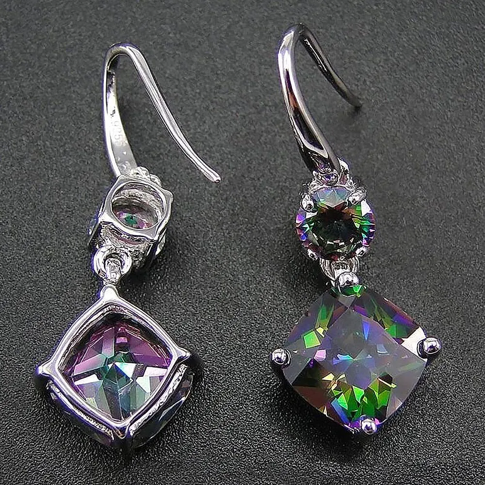 Fashion Jewelry Graceful Multicolor Drop Earrings for Women with Zircon in Silver Color