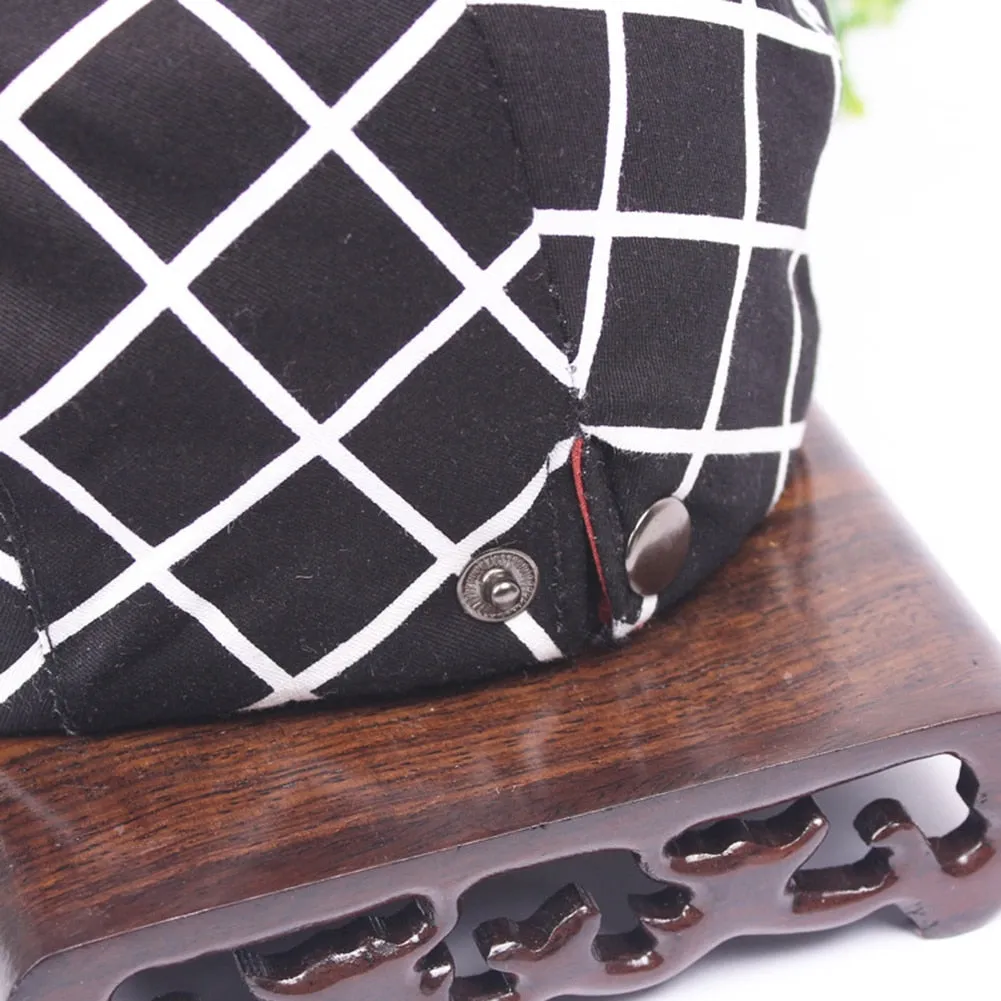 Fashion Men Women Plaid Cotton Flat Cap Summer Spring Sun Hat Adjustable Cotton Newsboy Ivy Adjustable Beret Cap