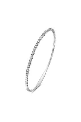 FC Creations Bracelet 14K Gold Diamond Thin Flexible Bangle Bracelet TW 1.0 Ct. | White Gold