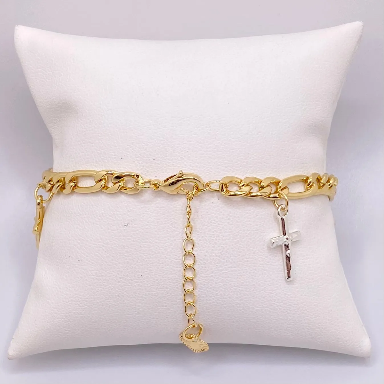 Figaro Cross Charm Bracelet