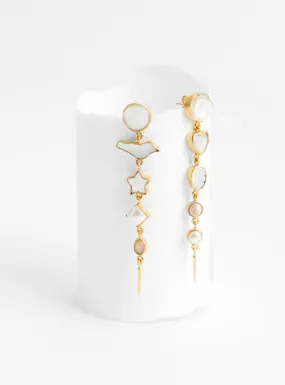 Five Charm With Victorian Drop Earrings White