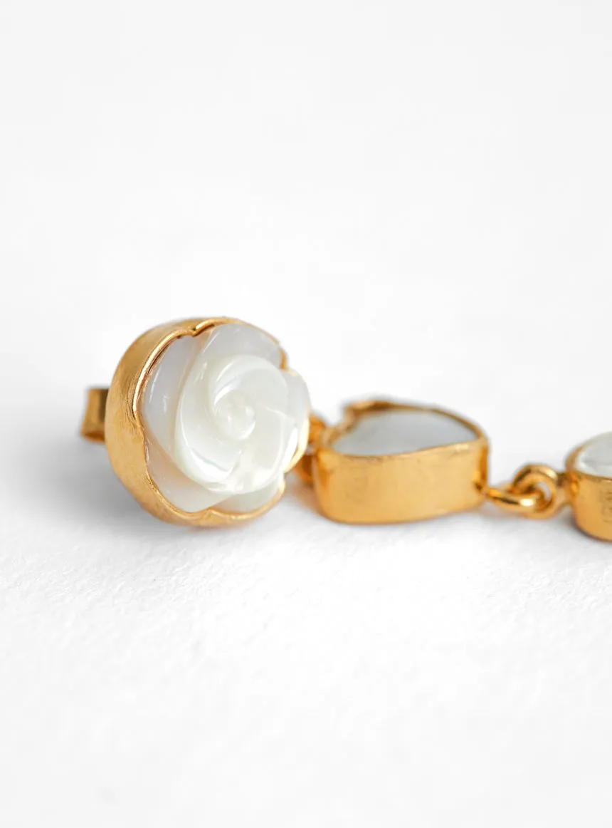 Five Charm With Victorian Drop Earrings White