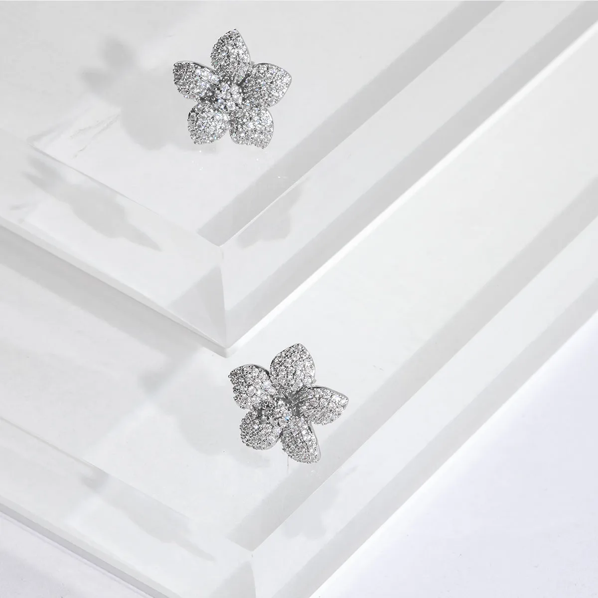 Flower Copper Earrings Plating Zircon