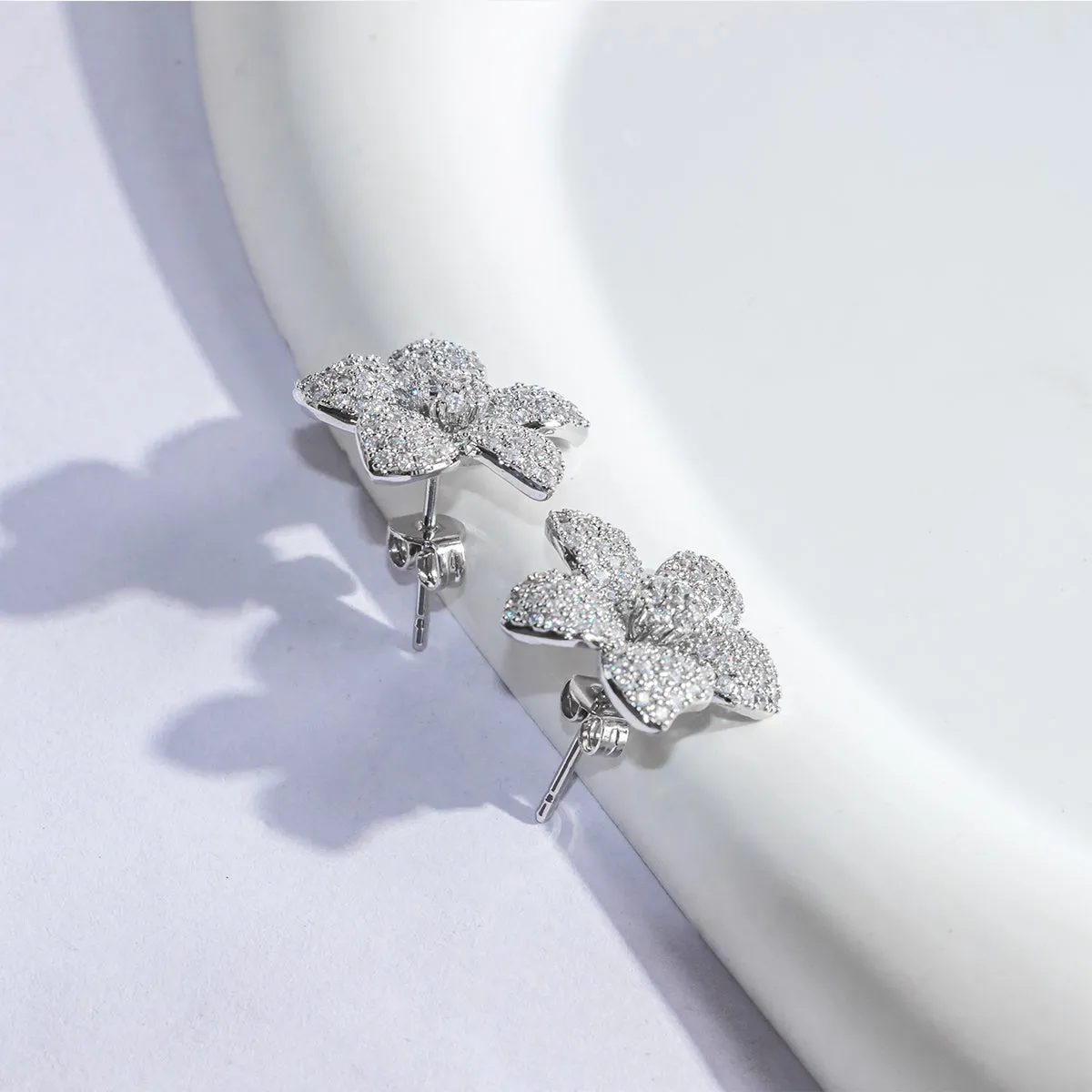 Flower Copper Earrings Plating Zircon