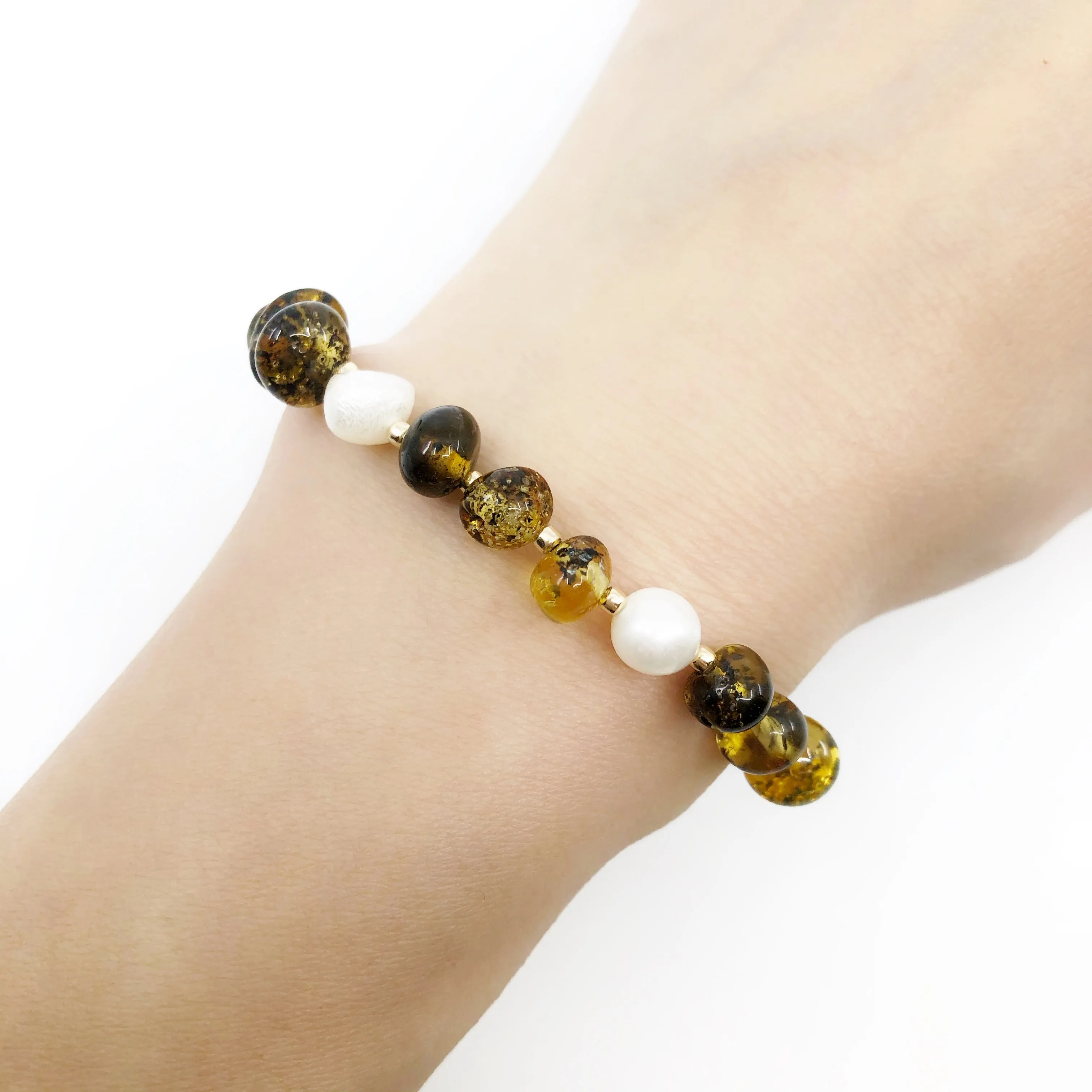 Forest Fairy Beaded Amber Bracelet