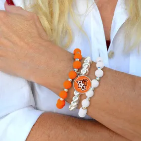 FTH Peekaboo Orange, Silver, and White Amanda Stack Bracelet