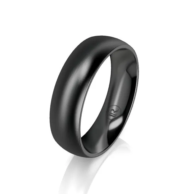 Full Domed Black Zirconium Wedding Ring - Comfort Fit (AD)