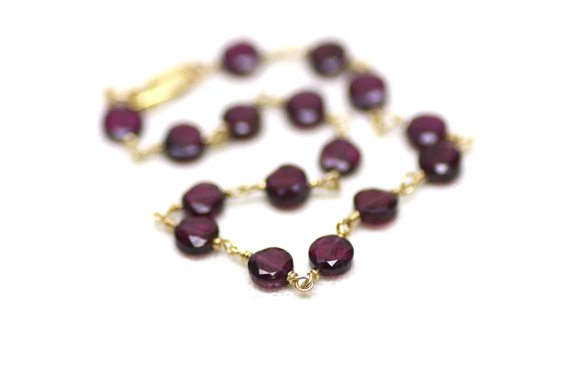 Garnet Bracelet in Wire Wrapped Gold