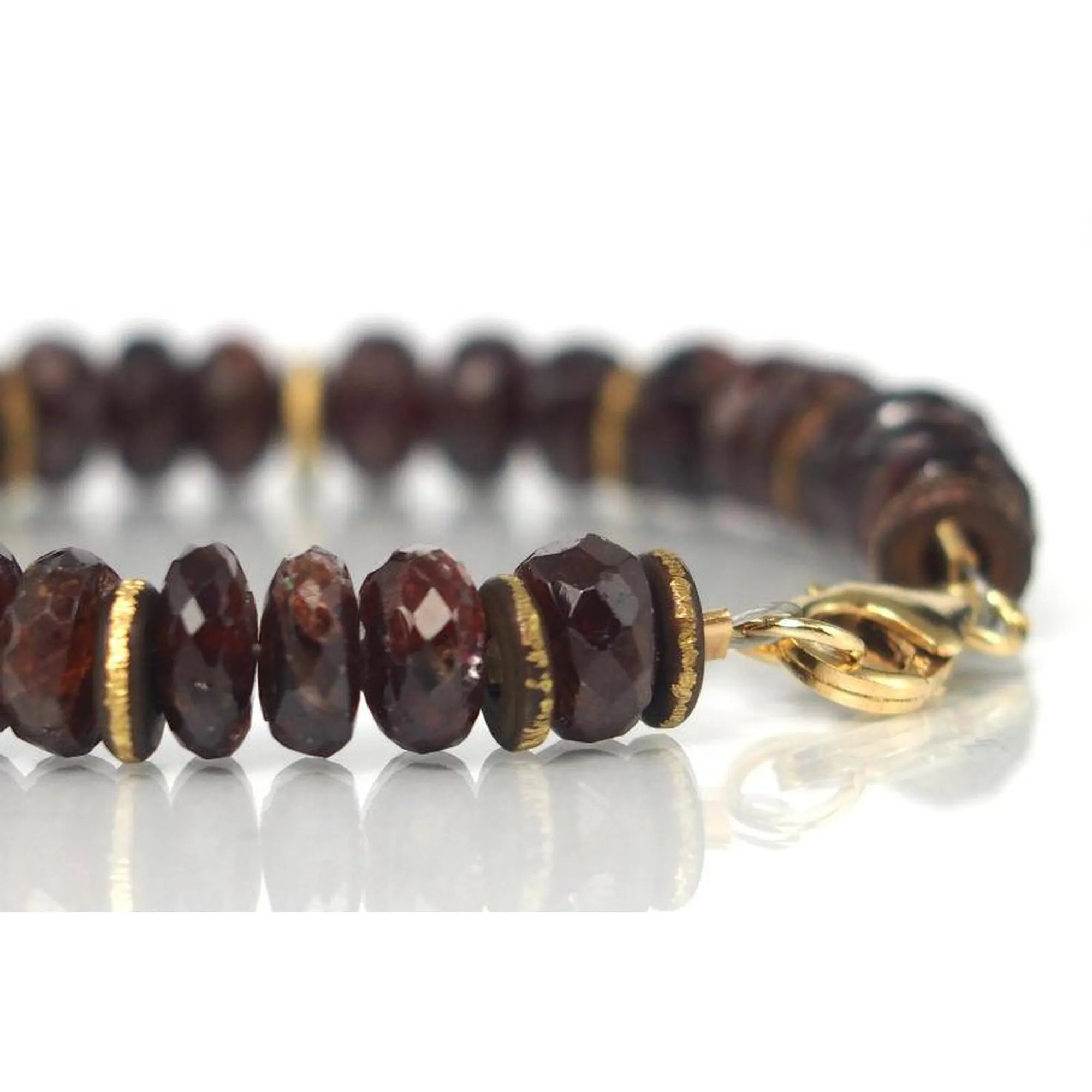 Garnet Bracelet with Gold Filled Trigger Clasp