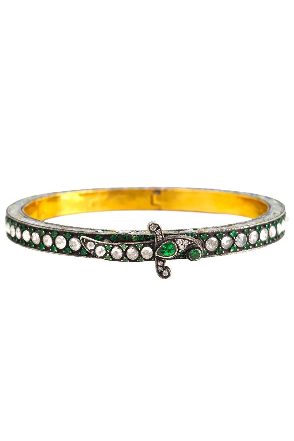 Garnet Diamond Dagger Hinged Bracelet