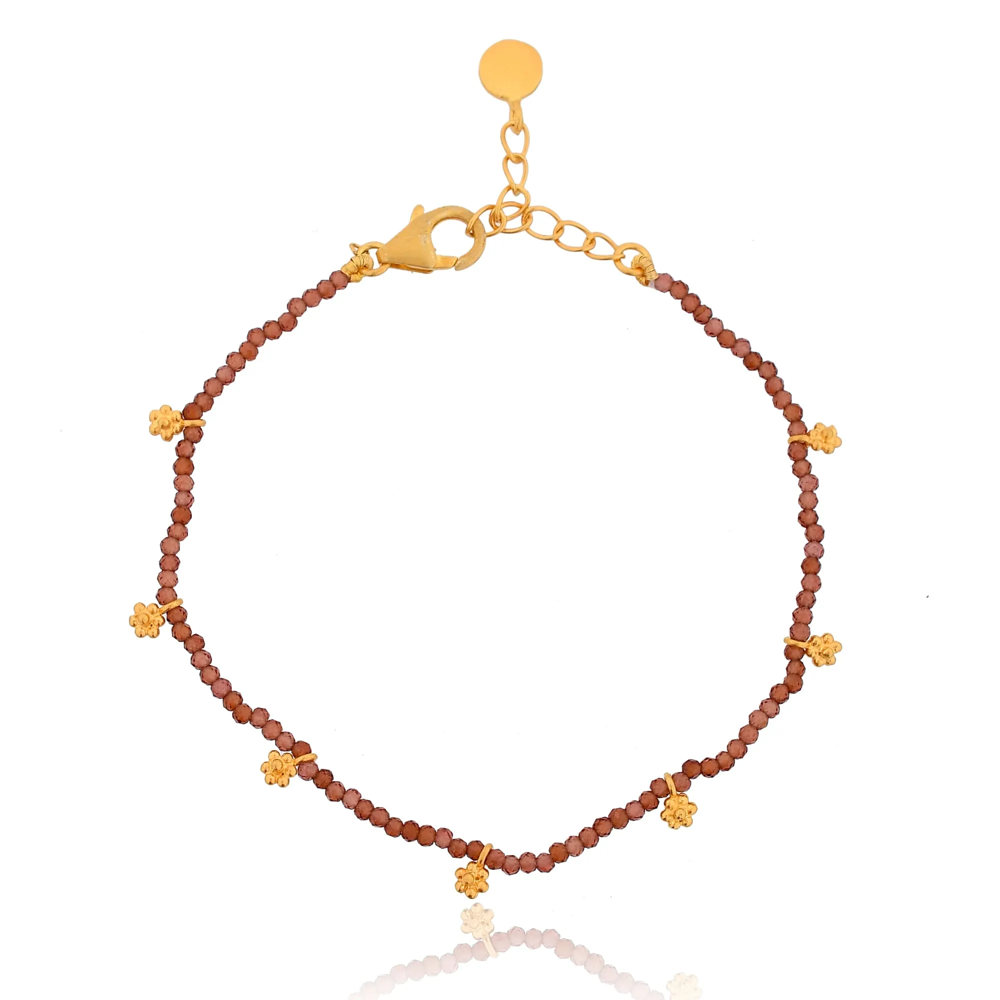 Garnet Gold Charm Bracelet