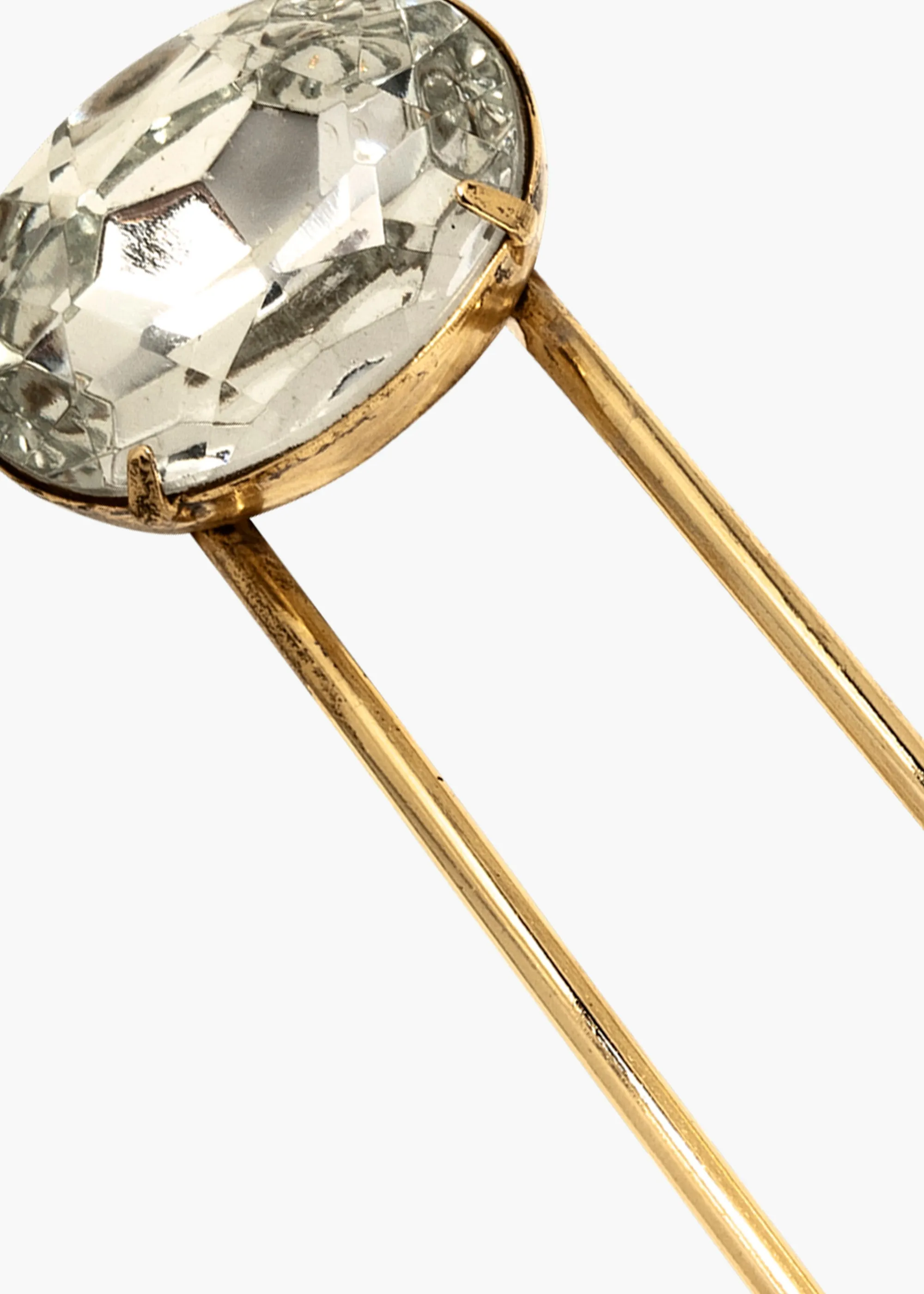 Gemma Hairpin -- Crystal Antique Gold
