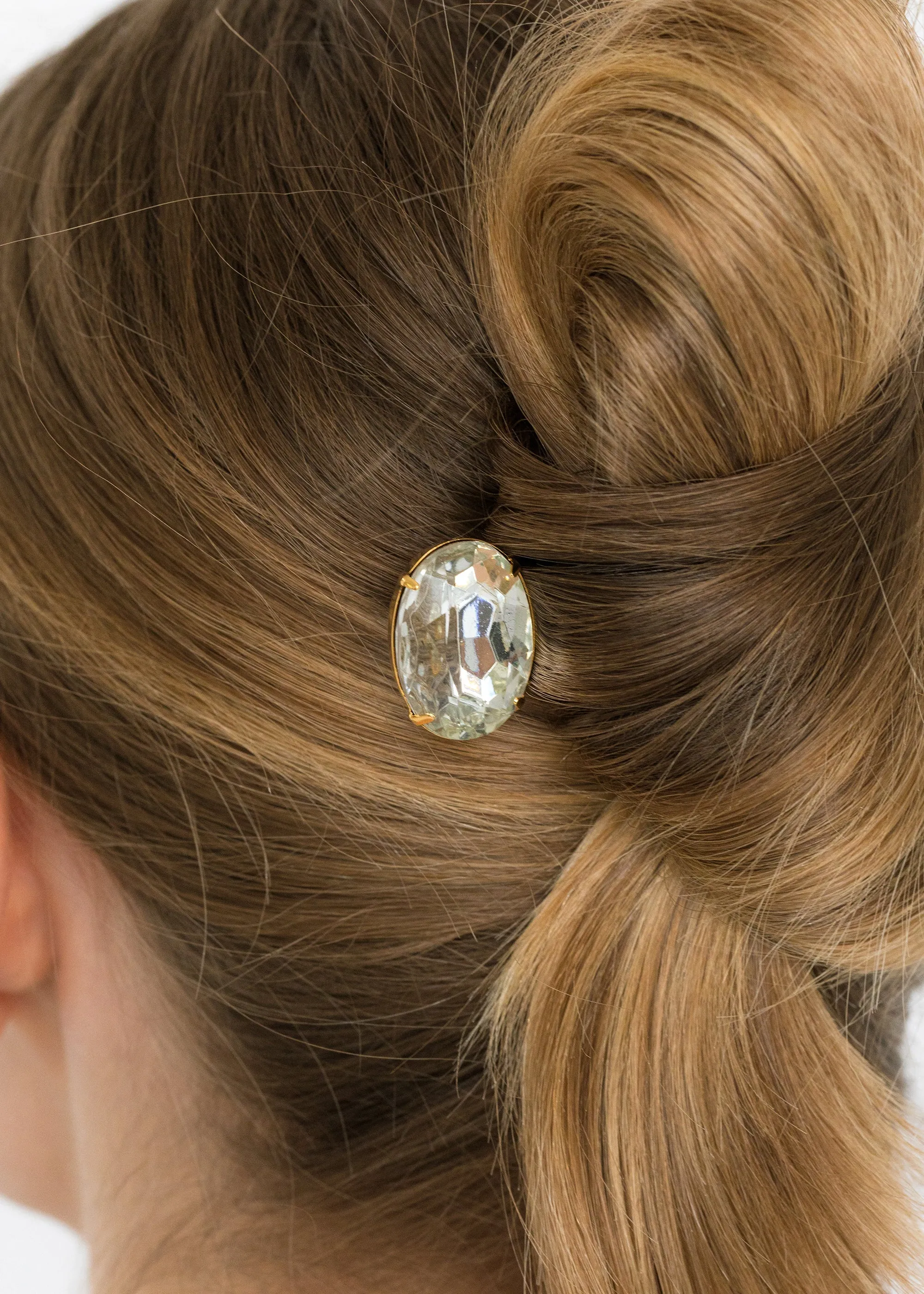 Gemma Hairpin -- Crystal Antique Gold