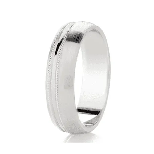 Gents Curved Patterned wedding band