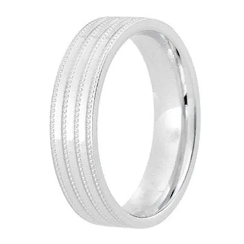 Gents Patterned Flat Wedding Band