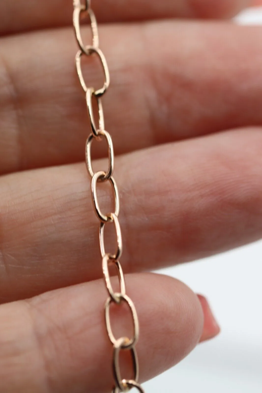 Genuine Handmade 18.5cm 9ct Rose Gold Paper Clip Paperclip Bracelet   Star Charm