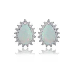 Georgini Opal Glow Rozelle White Opal Earrings - Silver
