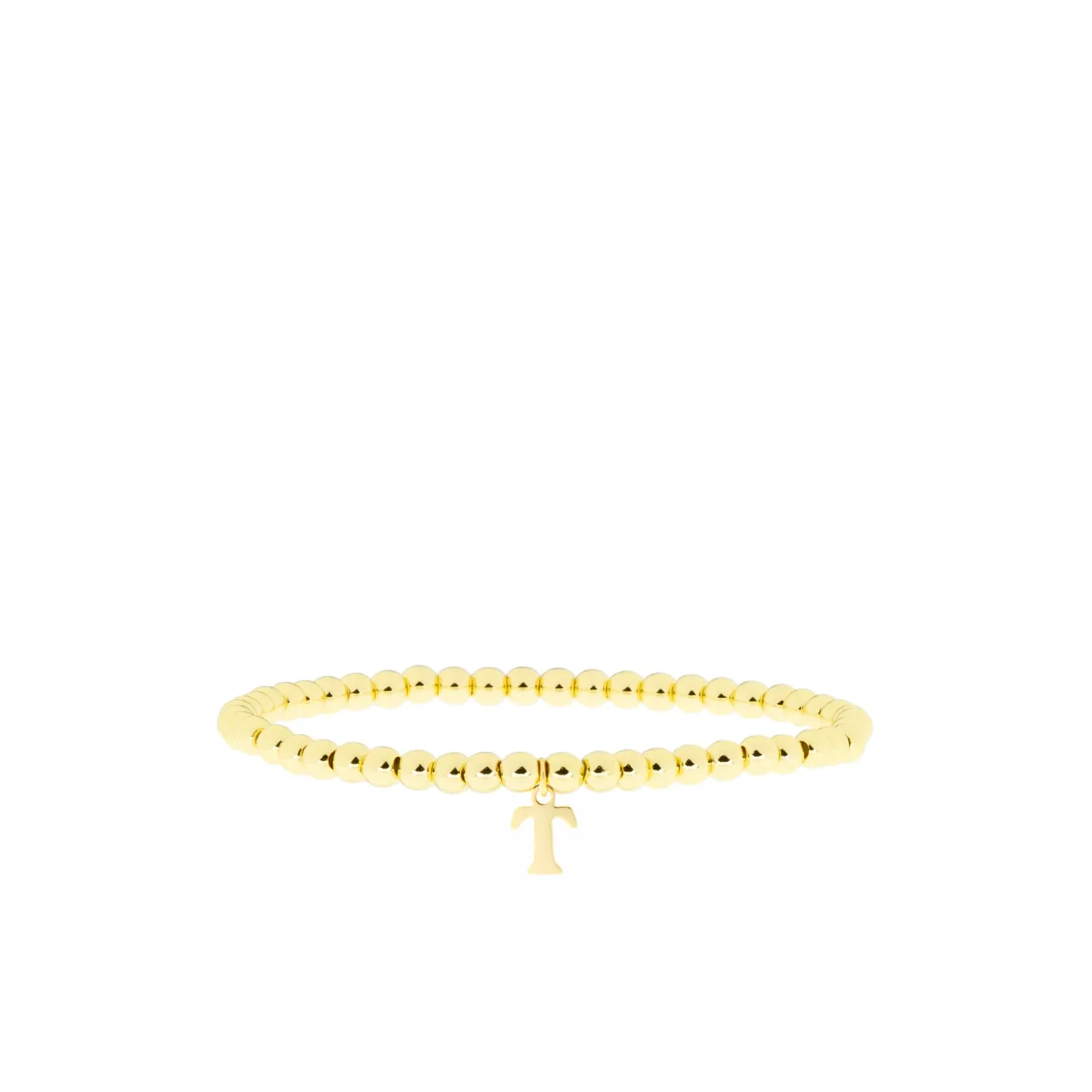gold brass initial charm ball bracelet