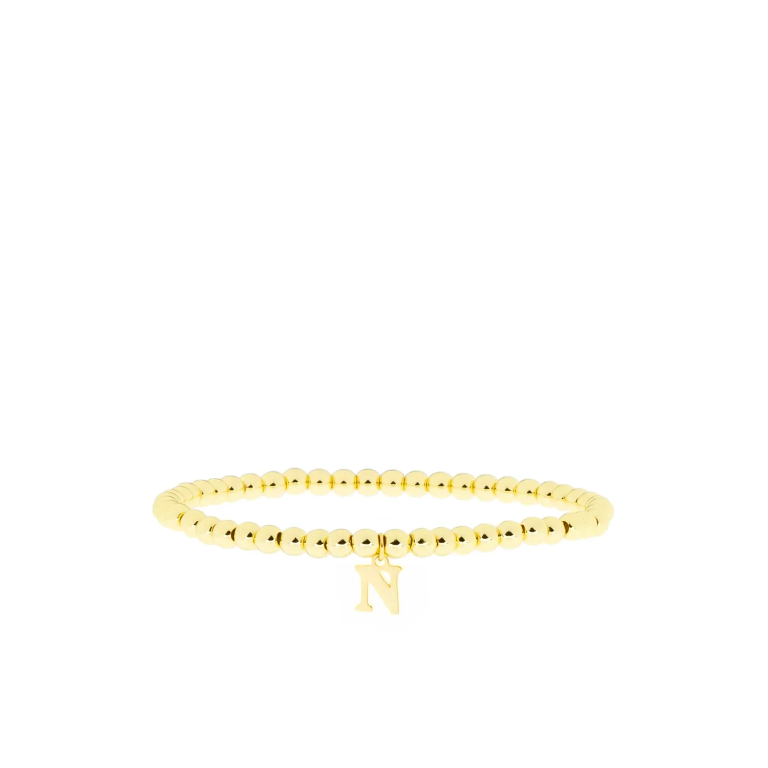 gold brass initial charm ball bracelet