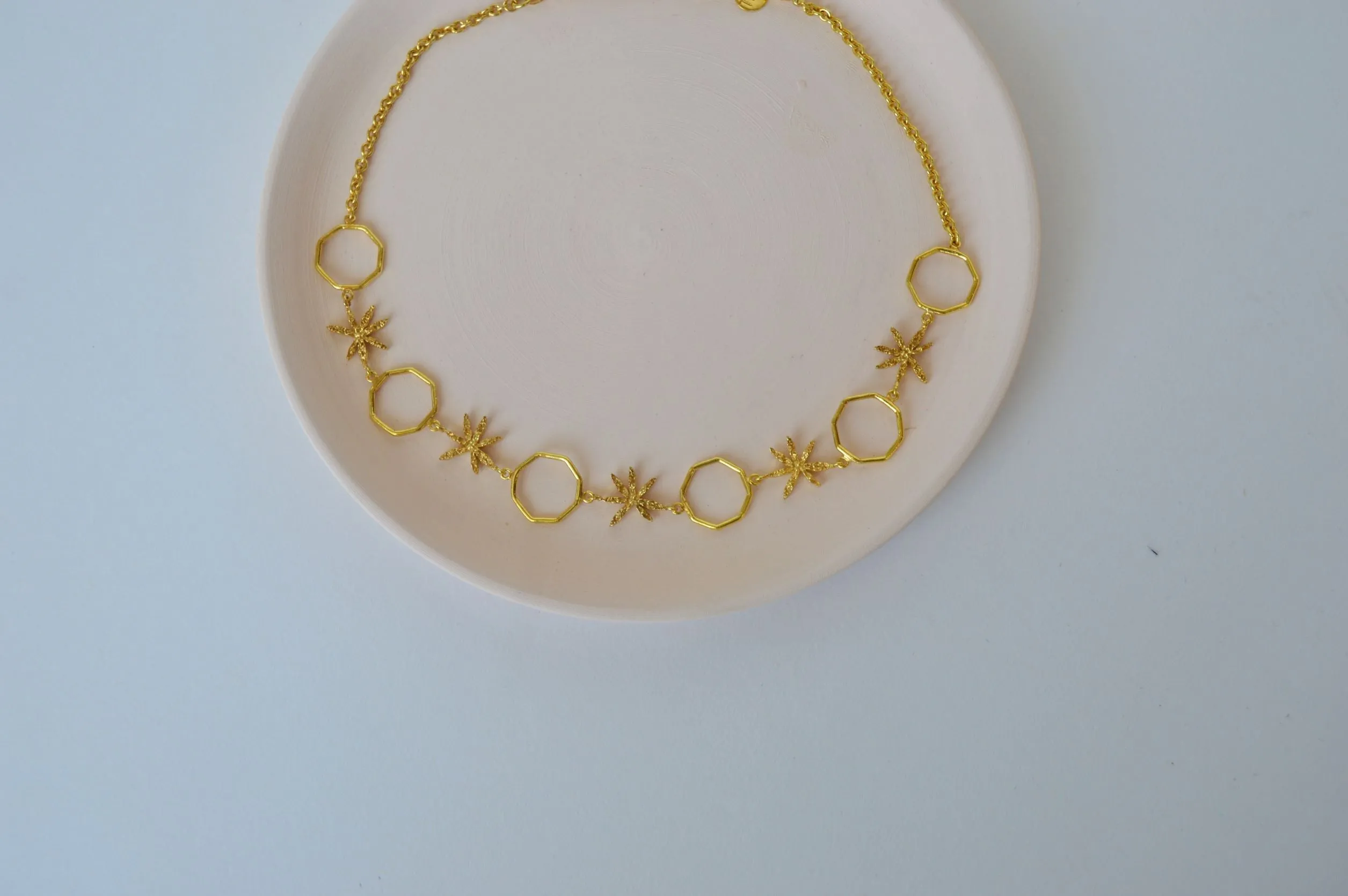 Gold Brass Linked Cinnamon Choker