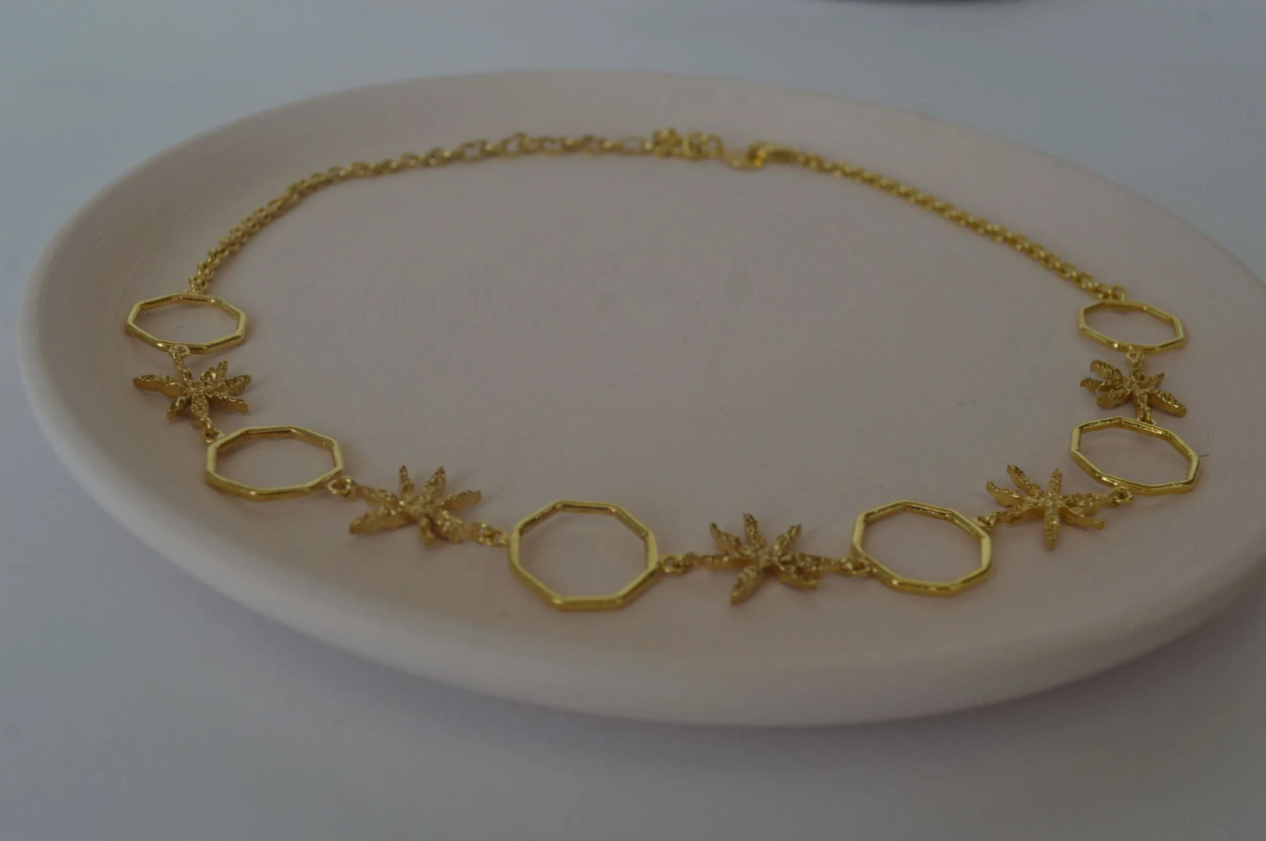 Gold Brass Linked Cinnamon Choker