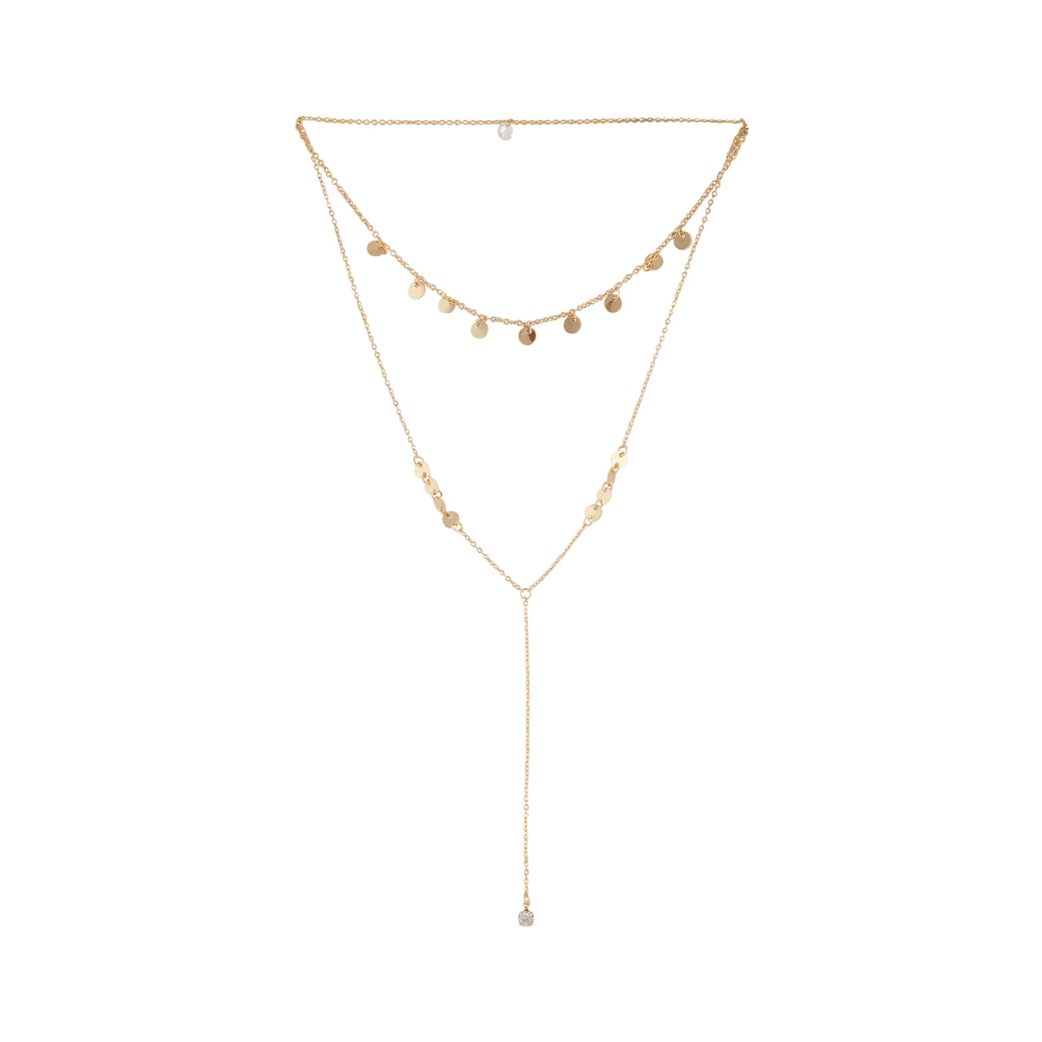 Gold Multi Layer Disc Charm Choker