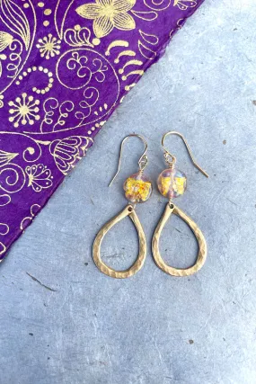 Gold Opal Teardrop Dangle | Bronze